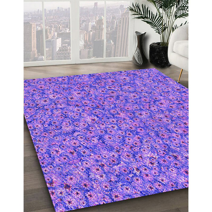 Patterned Purple Rug in Family Room, pat1326pur