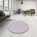 Round Machine Washable Transitional Pink Rug in a Office, wshpat1327