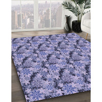 Patterned Deep Periwinkle Purple Rug, pat1328blu