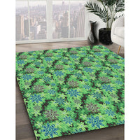 Patterned Green Rug, pat1328lblu