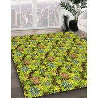 Patterned Antique Bronze Green Novelty Rug, pat1328