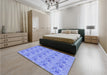 Patterned Sky Blue Rug in a Bedroom, pat1329blu