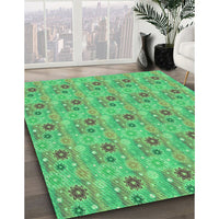 Patterned Neon Green Rug, pat1329grn