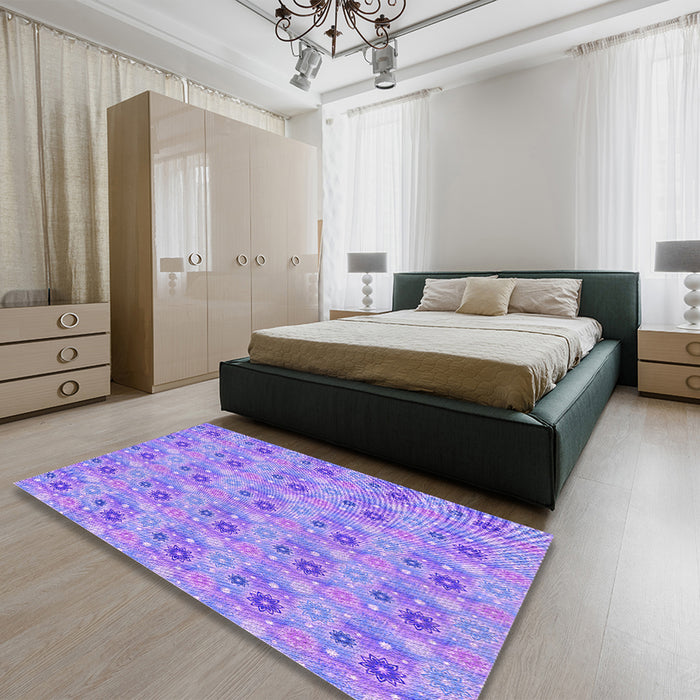 Patterned Purple Rug in a Bedroom, pat1329pur