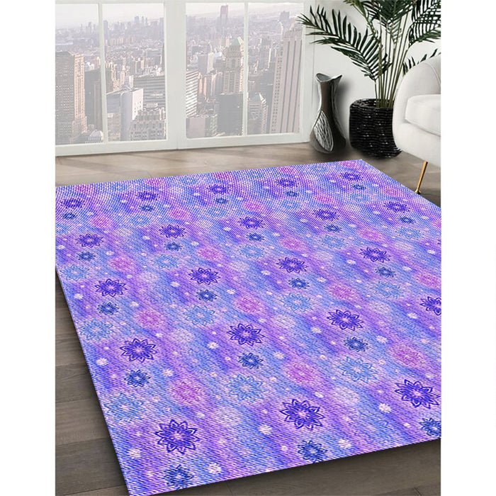 Patterned Purple Rug in Family Room, pat1329pur