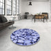 Round Patterned Jeans Blue Rug in a Office, pat133blu