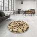 Round Patterned Red Brown Rug in a Office, pat133brn