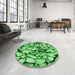 Round Patterned Green Rug in a Office, pat133grn