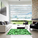 Machine Washable Transitional Green Rug in a Kitchen, wshpat133grn