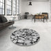 Round Patterned Silver Gray Rug in a Office, pat133gry