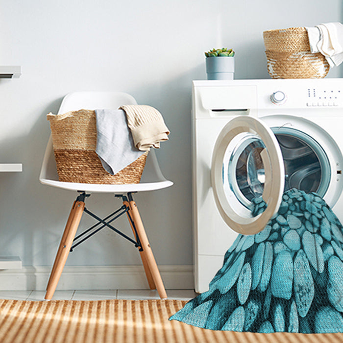 Machine Washable Transitional Teal Green Rug in a Washing Machine, wshpat133lblu