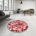 Round Patterned Light Salmon Pink Rug in a Office, pat133rd