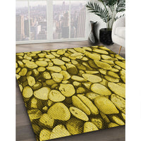 Patterned Bright Gold Yellow Rug, pat133yw