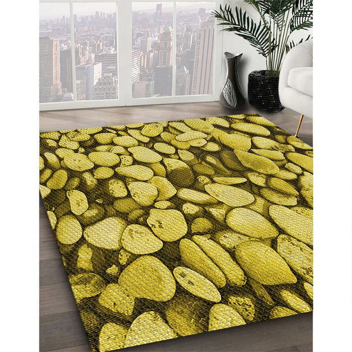 Patterned Bright Gold Yellow Rug in Family Room, pat133yw