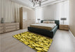 Patterned Bright Gold Yellow Rug in a Bedroom, pat133yw