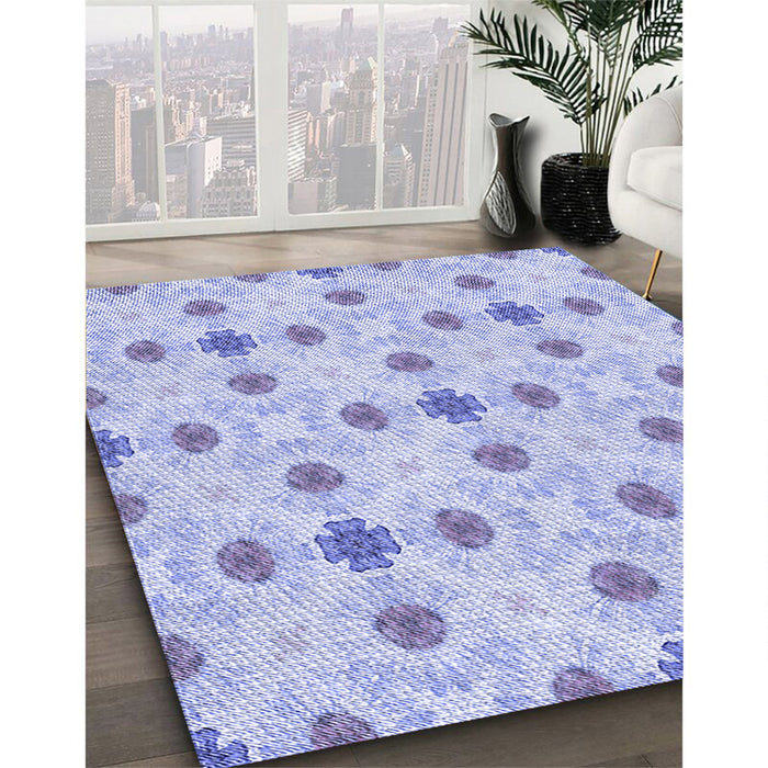 Patterned Blue Rug in Family Room, pat1330blu