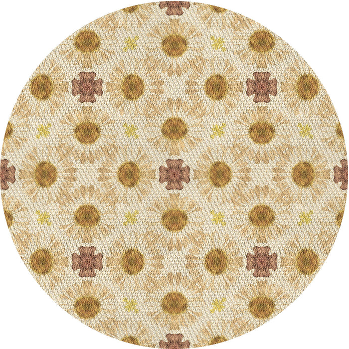 Square Patterned Khaki Gold Rug, pat1330brn