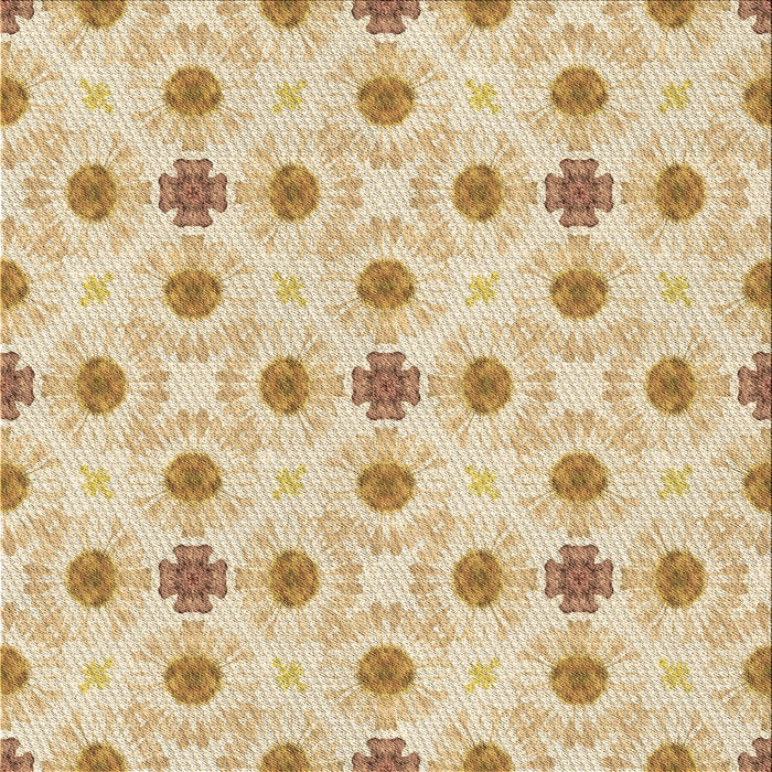 Round Patterned Khaki Gold Rug, pat1330brn