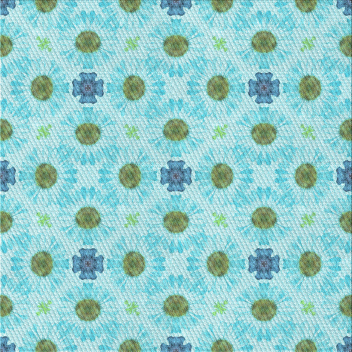 Round Patterned Blue Rug, pat1330lblu