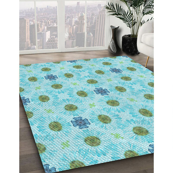 Patterned Blue Rug in Family Room, pat1330lblu