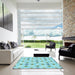 Square Patterned Blue Rug in a Living Room, pat1330lblu