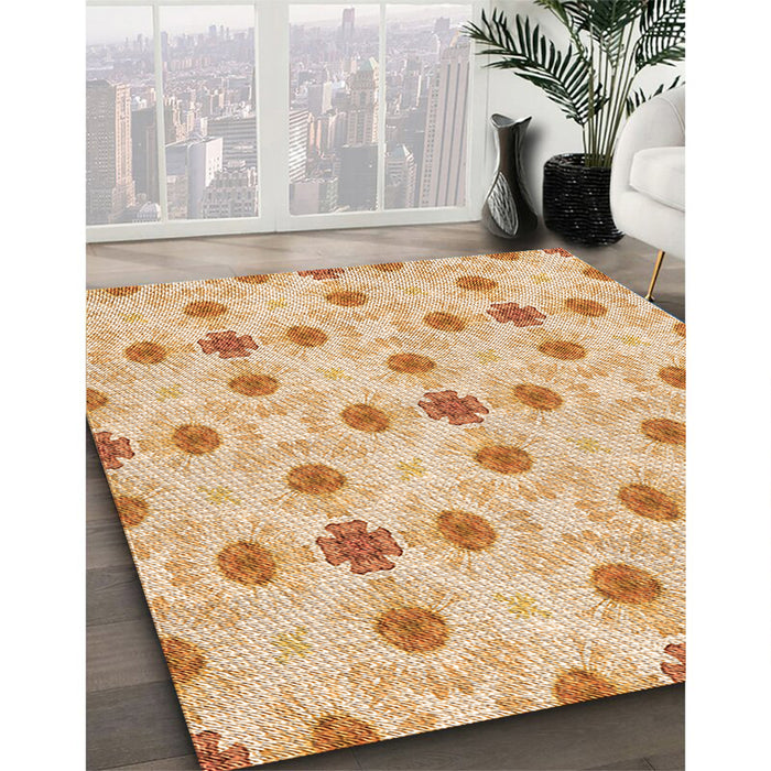 Machine Washable Transitional Khaki Gold Rug in a Family Room, wshpat1330org