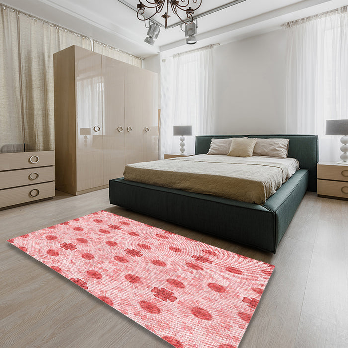 Patterned Pink Rug in a Bedroom, pat1330rd