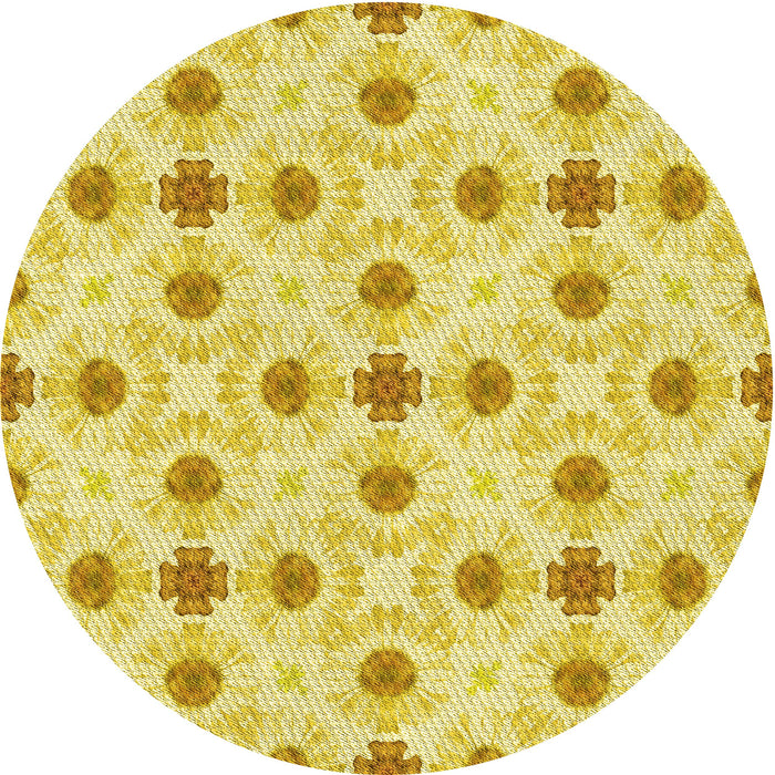 Square Machine Washable Transitional Yellow Rug in a Living Room, wshpat1330yw