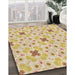 Patterned Brown Gold Rug in Family Room, pat1331brn