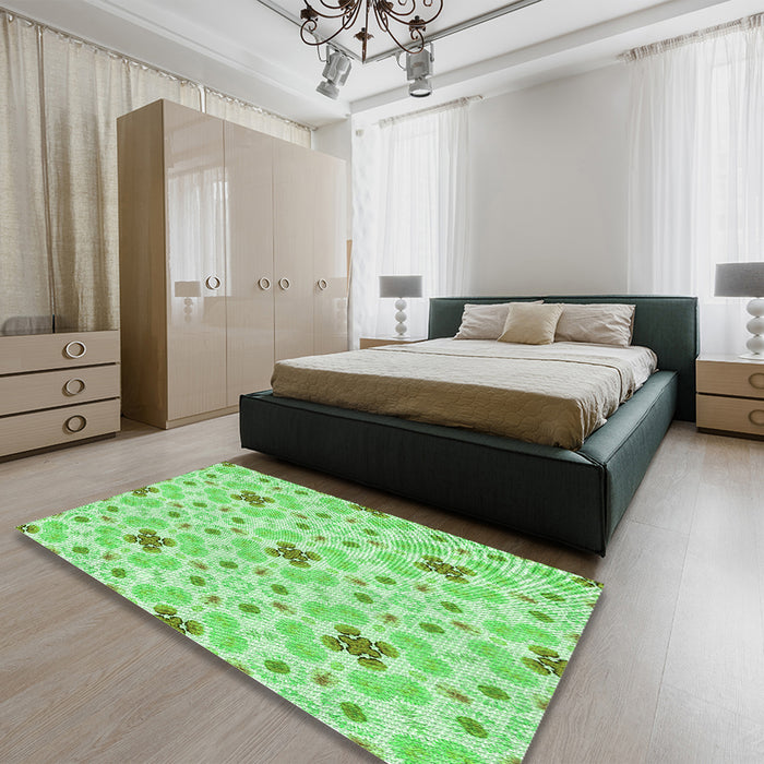 Patterned Jade Green Rug in a Bedroom, pat1331grn