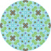 Square Patterned Aquamarine Green Rug, pat1331lblu