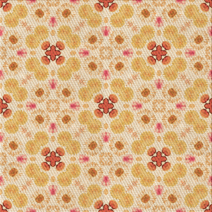 Round Patterned Orange Rug, pat1331org