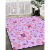 Patterned Blossom Pink Rug, pat1331pur