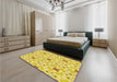 Round Machine Washable Transitional Yellow Rug in a Office, wshpat1331yw