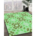 Patterned Green Rug in Family Room, pat1332grn