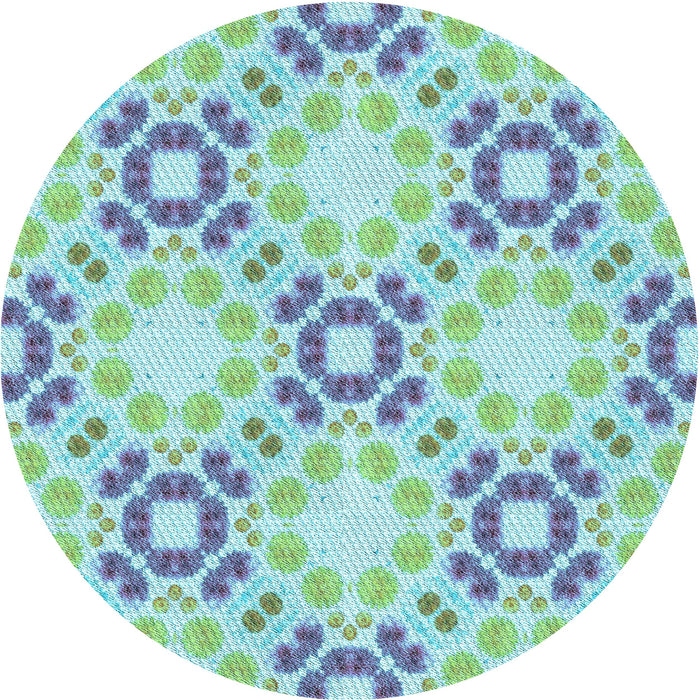 Square Patterned Aquamarine Green Rug, pat1332lblu