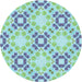 Square Patterned Aquamarine Green Rug, pat1332lblu