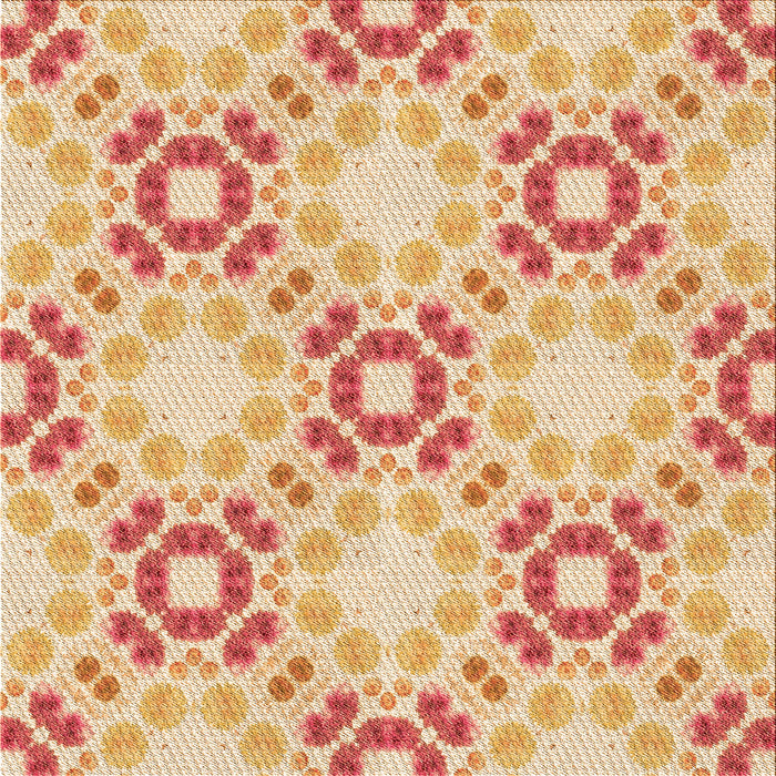 Round Patterned Bright Orange Rug, pat1332org