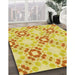 Machine Washable Transitional Neon Yellow Rug in a Family Room, wshpat1332yw