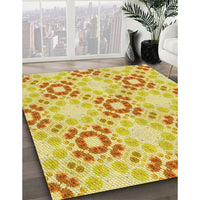 Patterned Neon Yellow Rug, pat1332yw