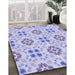 Patterned Blue Rug in Family Room, pat1333blu