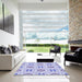 Square Patterned Blue Rug in a Living Room, pat1333blu