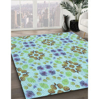 Patterned Aquamarine Green Rug, pat1333lblu