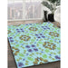 Machine Washable Transitional Aquamarine Green Rug in a Family Room, wshpat1333lblu