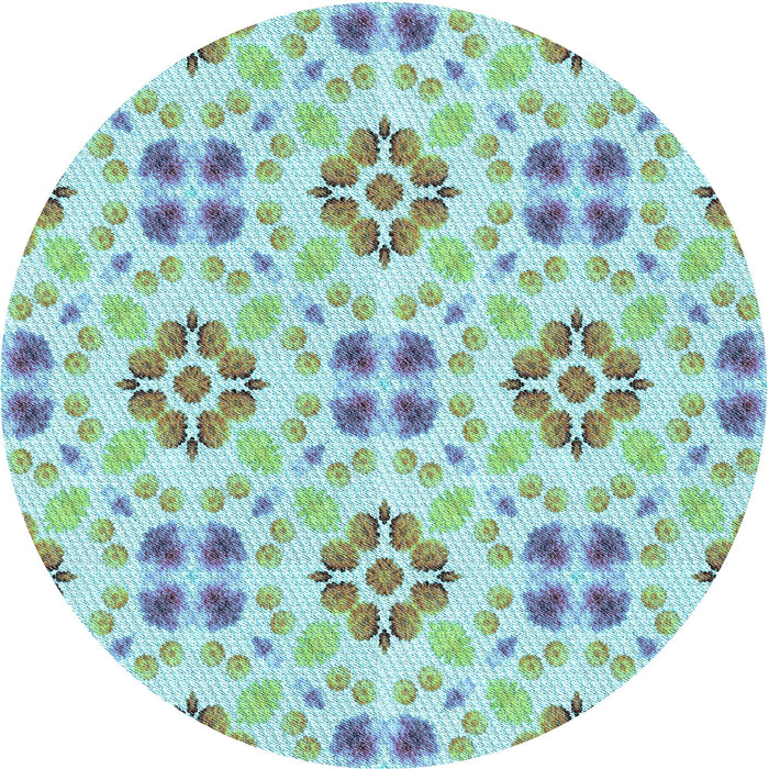 Square Patterned Aquamarine Green Rug, pat1333lblu