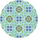 Square Patterned Aquamarine Green Rug, pat1333lblu