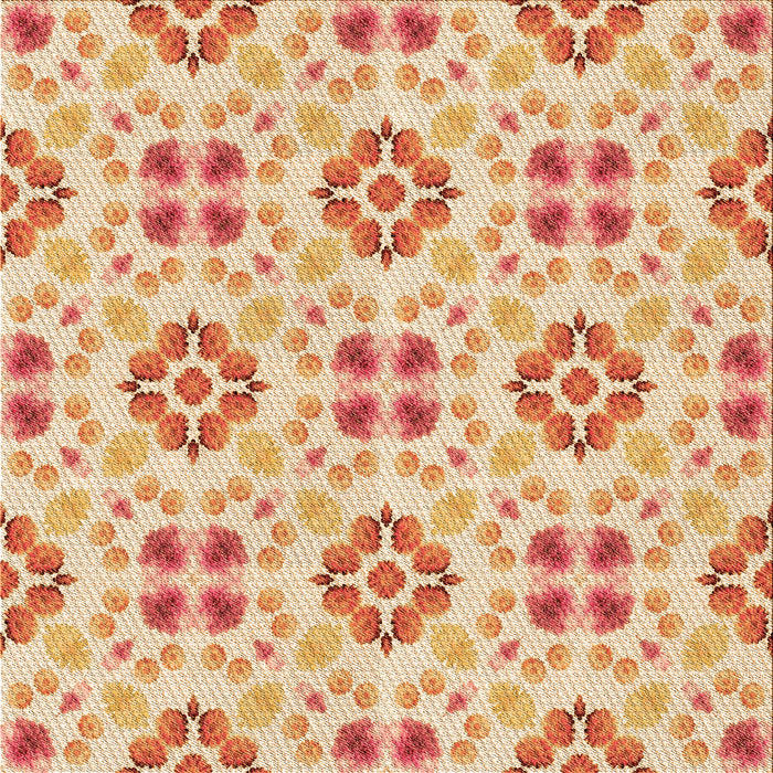 Round Patterned Bright Orange Rug, pat1333org