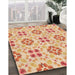 Patterned Bright Orange Rug in Family Room, pat1333org