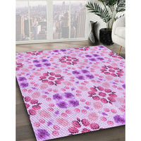 Patterned Blossom Pink Rug, pat1333pur