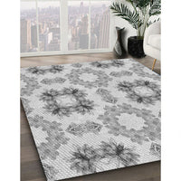 Patterned Gunmetal Gray Rug, pat1334gry